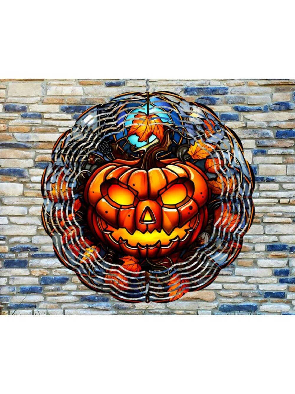 10 Inch Pumpkin Halloween Thanksgiving Wind Spinner Yard Decor Aluminum RWS-273